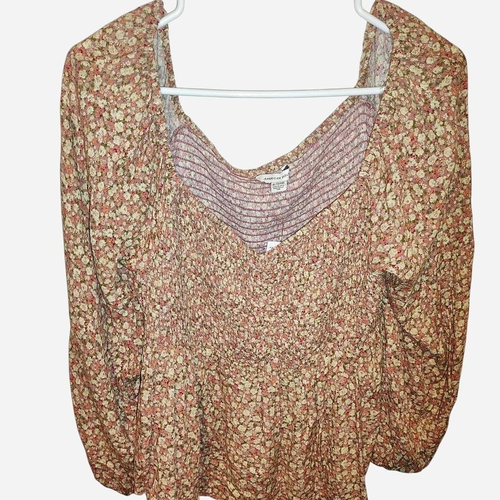 NWT American Eagle Outfitters XL Women's Orange Floral Blouse